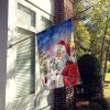 Bichon Frise with Santa Claus House Flag Large Porch Sleeve Pole Decorative Outside Yard Banner Artwork Wall Hanging, Polyester, House Size