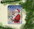 Yorkie with Santa Claus Porcelain Ornament Christmas Tree Hanging Decorations for Home Christmas Holiday, Rectangle, Gift, Multicolor