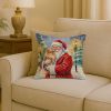 Pomeranian with Santa Claus Throw Pillow Decorative Indoor Outdoor Accent Cushion for Couch, Bed or Patio, 18Hx18W