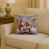 Basset Hound with Santa Claus Throw Pillow Decorative Indoor Outdoor Accent Cushion for Couch, Bed or Patio, 18Hx18W