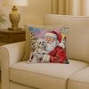 Bichon Frise with Santa Claus Throw Pillow Decorative Indoor Outdoor Accent Cushion for Couch, Bed or Patio, 18Hx18W