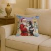 Bernedoodle with Santa Claus Throw Pillow Decorative Indoor Outdoor Accent Cushion for Couch, Bed or Patio, 18Hx18W