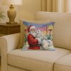 American Eskimo with Santa Claus Throw Pillow Decorative Indoor Outdoor Accent Cushion for Couch, Bed or Patio, 18Hx18W