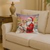 Pit Bull Terrier with Santa Claus Throw Pillow Decorative Indoor Outdoor Accent Cushion for Couch, Bed or Patio, 14Hx14W