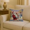 Welsh Springer Spaniel with Santa Claus Throw Pillow Decorative Indoor Outdoor Accent Cushion for Couch, Bed or Patio, 18Hx18W