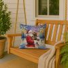 Chocolate Labradoodle with Santa Claus Throw Pillow Decorative Indoor Outdoor Accent Cushion for Couch, Bed or Patio, 18Hx18W