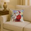 Jack Russell Terrier with Santa Claus Throw Pillow Decorative Indoor Outdoor Accent Cushion for Couch, Bed or Patio, 18Hx18W
