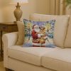 Rhodesian Ridgeback with Santa Claus Throw Pillow Decorative Indoor Outdoor Accent Cushion for Couch, Bed or Patio, 14Hx14W
