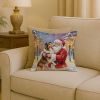 Collie with Santa Claus Throw Pillow Decorative Indoor Outdoor Accent Cushion for Couch, Bed or Patio, 18Hx18W