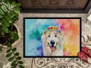 Great Pyrenees Hippie Dawg Doormat Front Door Mat Indoor Outdoor Rugs for Entryway, Non Slip Washable Low Pile, 24H X 36W