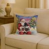 Black Pug with Santa Claus Throw Pillow Decorative Indoor Outdoor Accent Cushion for Couch, Bed or Patio, 18Hx18W