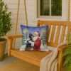 Doberman Pinscher with Santa Claus Throw Pillow Decorative Indoor Outdoor Accent Cushion for Couch, Bed or Patio, 18Hx18W