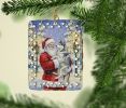Siberian Husky with Santa Claus Porcelain Ornament Christmas Tree Hanging Decorations for Home Christmas Holiday, Rectangle, Gift, Multicolor