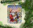 German Shepherd with Santa Claus Porcelain Ornament Christmas Tree Hanging Decorations for Home Christmas Holiday, Rectangle, Gift, Multicolor