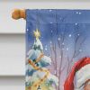 Scottish Deerhound with Santa Claus House Flag Large Porch Sleeve Pole Decorative Outside Yard Banner Artwork Wall Hanging, Polyester, House Size