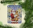 Rhodesian Ridgeback with Santa Claus Porcelain Ornament Christmas Tree Hanging Decorations for Home Christmas Holiday, Rectangle, Gift, Multicolor