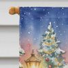 Old English Sheepdog with Santa Claus House Flag Large Porch Sleeve Pole Decorative Outside Yard Banner Artwork Wall Hanging, Polyester, House Size