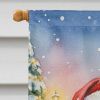 Shiba Inu with Santa Claus House Flag Large Porch Sleeve Pole Decorative Outside Yard Banner Artwork Wall Hanging, Polyester, House Size, Multicolor