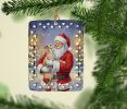 Italian Greyhound with Santa Claus Porcelain Ornament Christmas Tree Hanging Decorations for Home Christmas Holiday, Rectangle, Gift, Multicolor