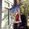 Shar Pei with Santa Claus House Flag Large Porch Sleeve Pole Decorative Outside Yard Banner Artwork Wall Hanging, Polyester, House Size, Multicolor