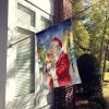 Pomeranian with Santa Claus House Flag Large Porch Sleeve Pole Decorative Outside Yard Banner Artwork Wall Hanging, Polyester, House Size, Multicolor