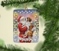 Saint Bernard with Santa Claus Porcelain Ornament Christmas Tree Hanging Decorations for Home Christmas Holiday, Rectangle, Gift, Multicolor