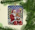 Norfolk Terrier with Santa Claus Porcelain Ornament Christmas Tree Hanging Decorations for Home Christmas Holiday, Rectangle, Gift, Multicolor
