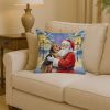 Airedale Terrier with Santa Claus Throw Pillow Decorative Indoor Outdoor Accent Cushion for Couch, Bed or Patio, 14Hx14W