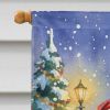 Golden Retriever with Santa Claus House Flag Large Porch Sleeve Pole Decorative Outside Yard Banner Artwork Wall Hanging, Polyester, House Size