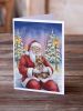Yorkshire Terrier with Santa Claus Greeting Cards Pack of 8 Blank Cards with Envelopes Whimsical A7 Size 5x7