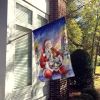 Basset Hound with Santa Claus House Flag Large Porch Sleeve Pole Decorative Outside Yard Banner Artwork Wall Hanging, Polyester, House Size