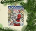Old English Sheepdog with Santa Claus Porcelain Ornament Christmas Tree Hanging Decorations for Home Christmas Holiday, Rectangle, Gift, Multicolor