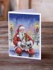 Basset Hound with Santa Claus Greeting Cards Pack of 8 Blank Cards with Envelopes Whimsical A7 Size 5x7