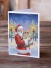 English Bulldog with Santa Claus Greeting Cards Pack of 8 Blank Cards with Envelopes Whimsical A7 Size 5x7