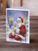 Maltipoo with Santa Claus Greeting Cards Pack of 8 Blank Cards with Envelopes Whimsical A7 Size 5x7