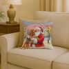 Bloodhound with Santa Claus Throw Pillow Decorative Indoor Outdoor Accent Cushion for Couch, Bed or Patio, 18Hx18W