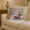 Samoyed with Santa Claus Throw Pillow Decorative Indoor Outdoor Accent Cushion for Couch, Bed or Patio, 14Hx14W