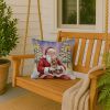 Yorkshire Terrier with Santa Claus Throw Pillow Decorative Indoor Outdoor Accent Cushion for Couch, Bed or Patio, 18Hx18W