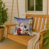 Border Collie with Santa Claus Throw Pillow Decorative Indoor Outdoor Accent Cushion for Couch, Bed or Patio, 18Hx18W