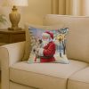 French Bulldog with Santa Claus Throw Pillow Decorative Indoor Outdoor Accent Cushion for Couch, Bed or Patio, 18Hx18W