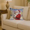 Yorkie with Santa Claus Throw Pillow Decorative Indoor Outdoor Accent Cushion for Couch, Bed or Patio, 14Hx14W