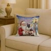 Border Collie with Santa Claus Throw Pillow Decorative Indoor Outdoor Accent Cushion for Couch, Bed or Patio, 18Hx18W