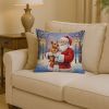 Norwich Terrier with Santa Claus Throw Pillow Decorative Indoor Outdoor Accent Cushion for Couch, Bed or Patio, 14Hx14W