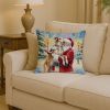 Borzoi/ with Santa Claus Throw Pillow Decorative Indoor Outdoor Accent Cushion for Couch, Bed or Patio, 14Hx14W