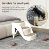 Portable pet staircase, foldable steps with non slip pedals, cream