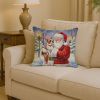 Red Boston Terrier with Santa Claus Throw Pillow Decorative Indoor Outdoor Accent Cushion for Couch, Bed or Patio, 14Hx14W