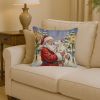 Bull Terrier with Santa Claus Throw Pillow Decorative Indoor Outdoor Accent Cushion for Couch, Bed or Patio, 14Hx14W