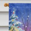Papillon with Santa Claus House Flag Large Porch Sleeve Pole Decorative Outside Yard Banner Artwork Wall Hanging, Polyester, House Size, Multicolor