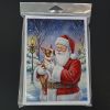 Red Boston Terrier with Santa Claus Greeting Cards Pack of 8 Blank Cards with Envelopes Whimsical A7 Size 5x7