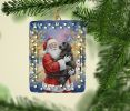 Newfoundland with Santa Claus Porcelain Ornament Christmas Tree Hanging Decorations for Home Christmas Holiday, Rectangle, Gift, Multicolor